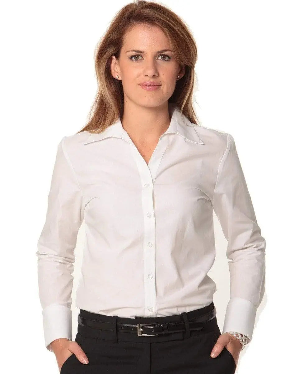 BENCHMARK Women's Nano ™ Tech Long Sleeve Shirt M8002 Corporate Wear Benchmark White 6